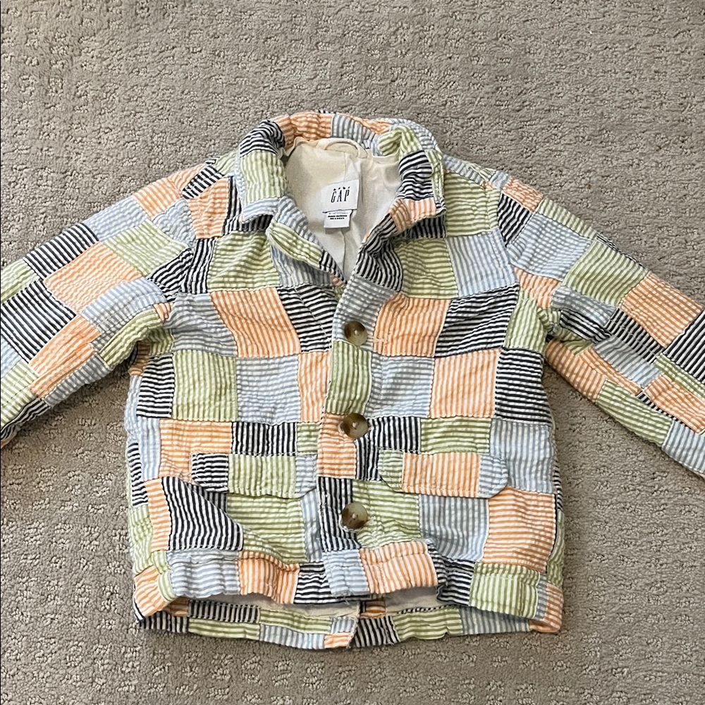 Baby Gap Patchwork Seersucker Button Down Jacket | 6-12m